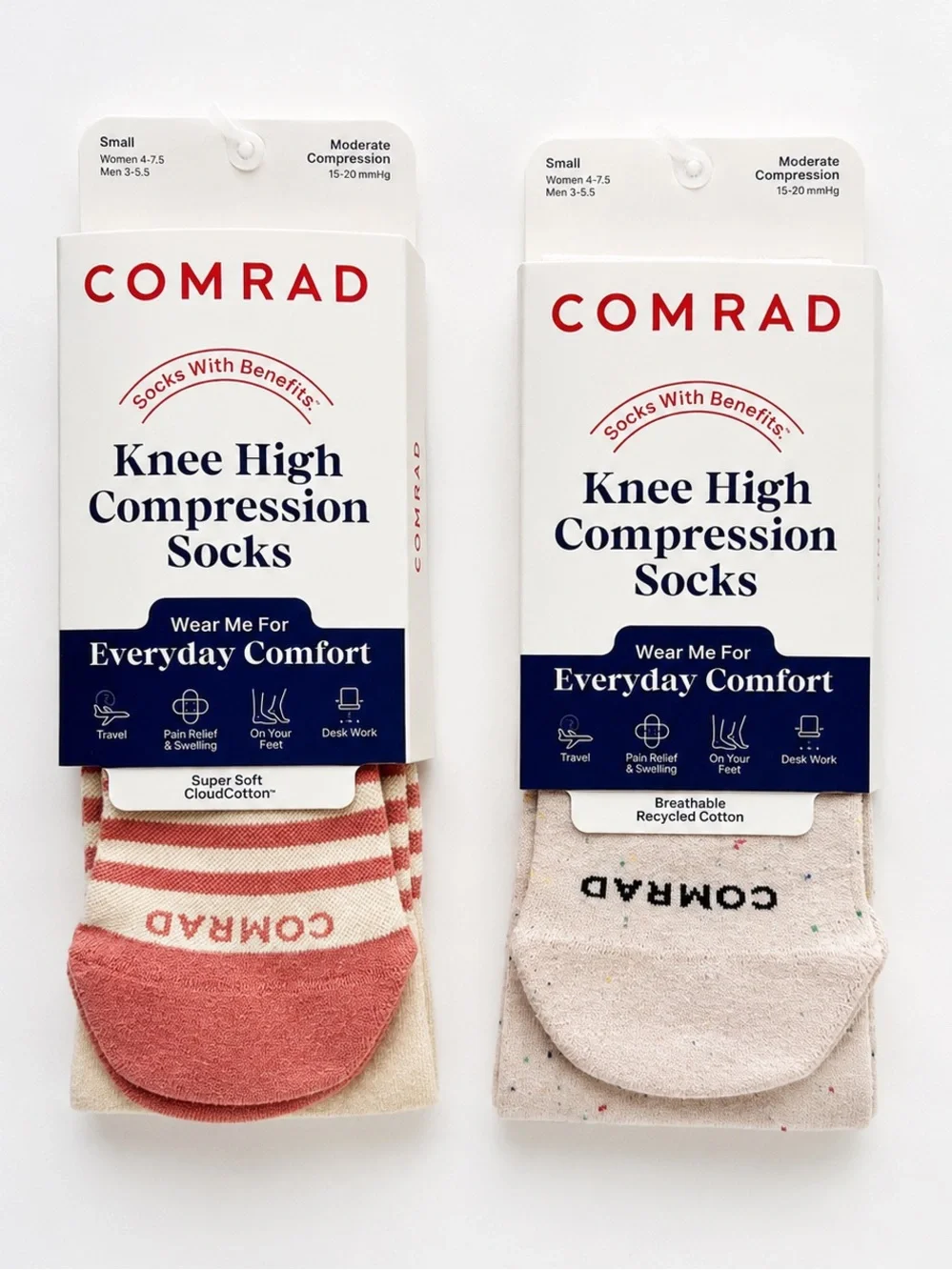 COMRAD Knee High Compression Socks 15-20mmHg Small Bundle NWT A